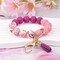 Silicone Beaded Keychain Wristlet Key Ring Bracelet Cute Plum Car Key Chain Holder for Women Girls